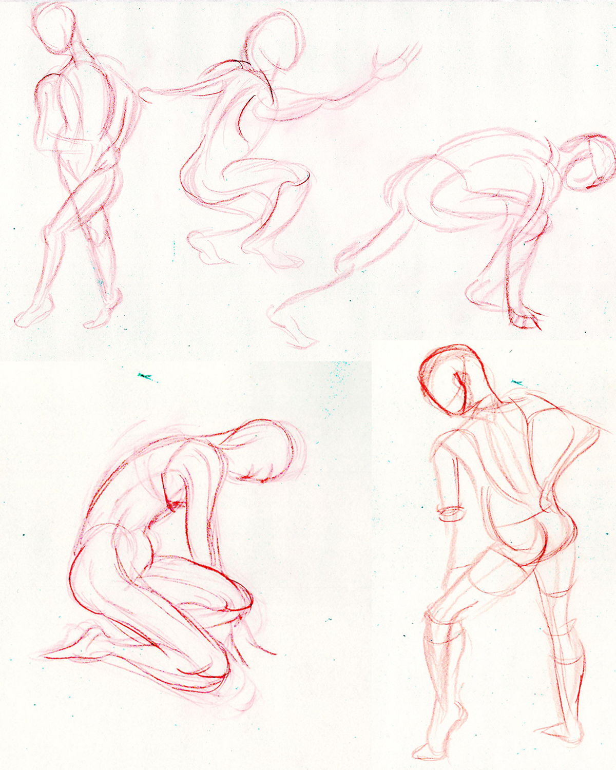 Gesture Drawings with colored pencil