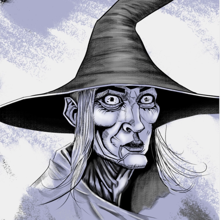 stylized witch illustration inspired by occult fantasy